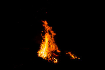 Bonfire Works with graphic creators. on black background light, The collection of fire. Suitable for use in the design, editing, decoration, use on both print and website.