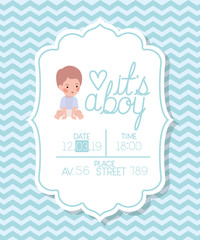 its a boy baby shower card with little kid