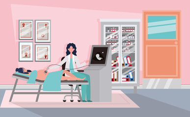 pregnancy woman in clinic taking ultrasound