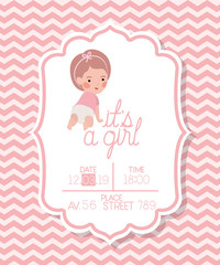 its a girl baby shower card with little kid