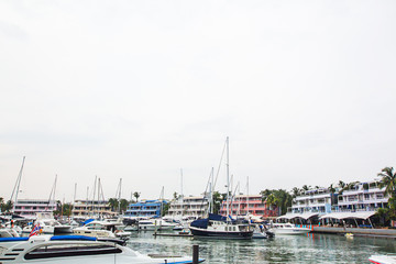 Naklejka premium Royal Phuket Marina tourism and generalr,It is the most beautiful port,Can go to many islands, such as James Bond Island,Phi Phi,Koh Hong,Heaven of Andaman in Phuket Thailand.12 June 2018