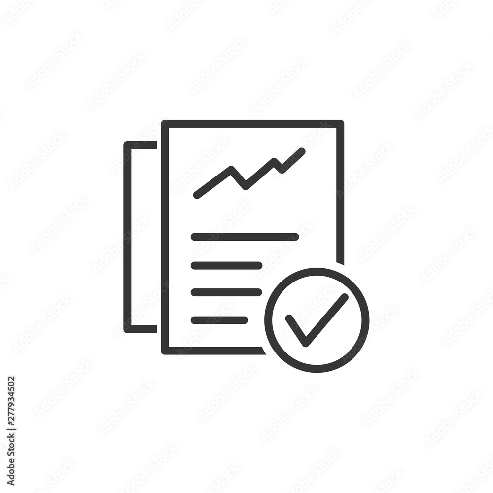 Leinwandbilder document like auditing. scrutiny, annual verification, info. flat style quality sign or success prov