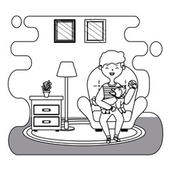 Boy with dog cartoon design