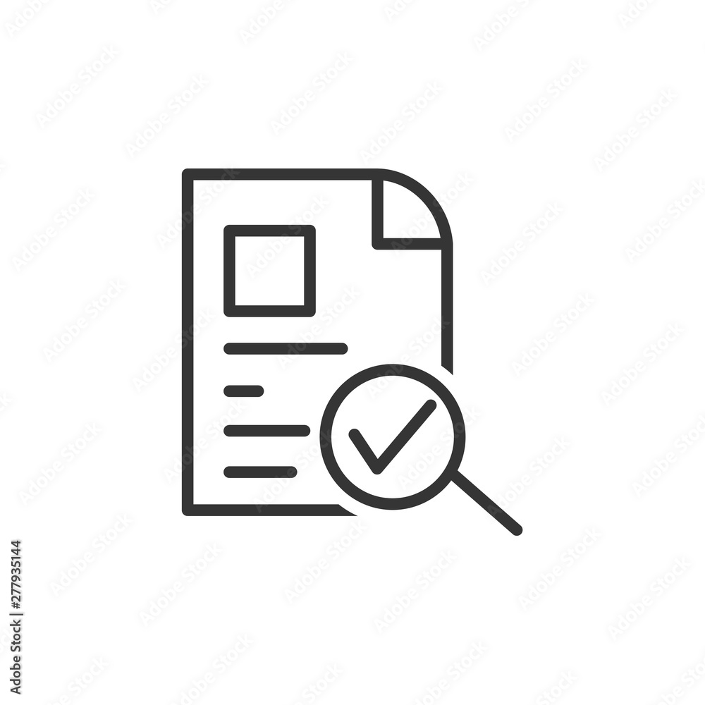Poster document like auditing. scrutiny, annual verification, info. flat style quality sign or success prov