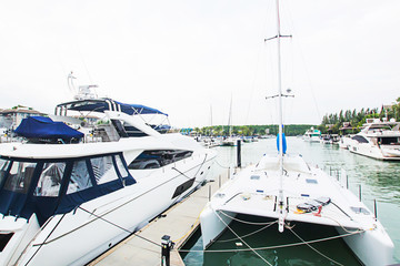 Fototapeta premium Royal Phuket Marina tourism and generalr,It is the most beautiful port,Can go to many islands, such as James Bond Island,Phi Phi,Koh Hong,Heaven of Andaman in Phuket Thailand,12 June 2018.