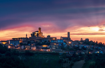 Fototapeta premium Cisterna D'Asti at sunset, Piedmont, Italy