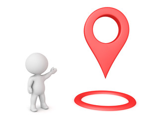 3D Character showing red location pin