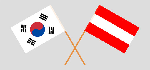 South Korea and Austria. Crossed Korean and Austrian flags