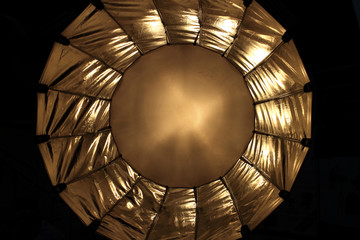 professional photo studio lighting equipment, gold soft box close-up