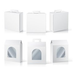 Carton Or Plastic Blank Package Box with a transparent plastic window. Illustration Isolated On White Background. Ready For Your Design. Product Packing Vector.