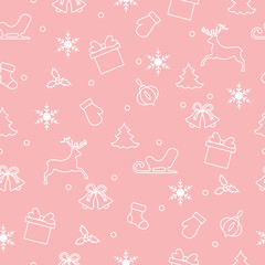 Fototapeta premium Happy New Year 2019 and Christmas seamless pattern