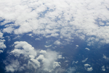 High angle view on plane Thailand At daytime,mountains and rivers