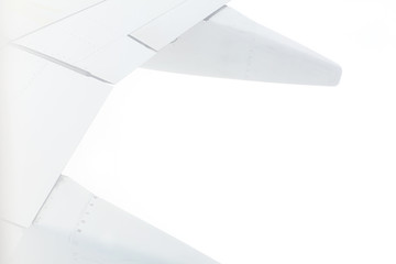 Airplane wing flying White background Bright daylight