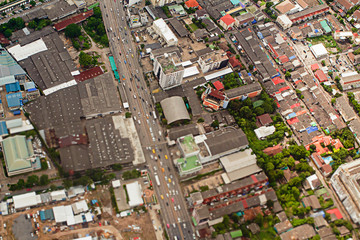 Naklejka premium High angle view in Bangkok, Thai houses, 22 June 2018