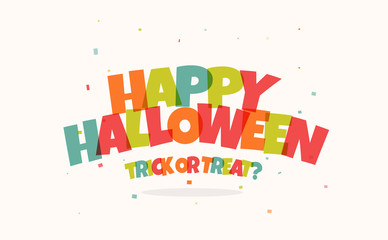 Happy Children Halloween Holiday. Funny vector text on white background. Halloween celebration card design.