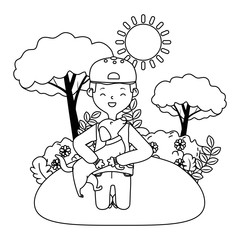 Boy with dog cartoon design