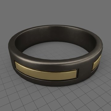 Gold bars mens wedding ring