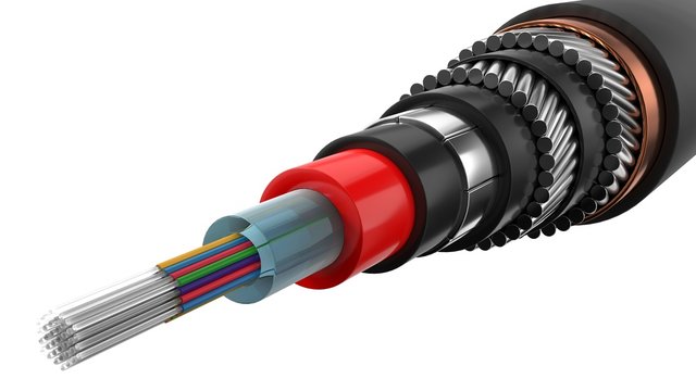 Inter Continental Internet Cable Cut Off. Underwater Cable Showing Inside. Isolated On White, 3d Illustration