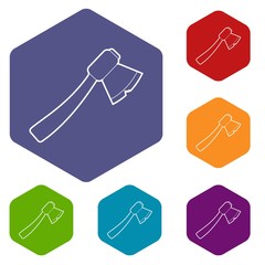 Axe icons vector colorful hexahedron set collection isolated on white