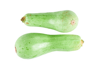 Fresh zucchini isolated on white background. The view from the top. Background of organic food.