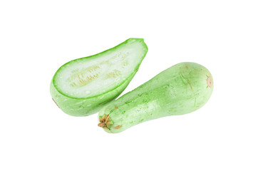 Fresh sliced zucchini isolated on white background. The view from the top. Background of organic food.