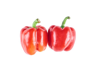 Fresh peppers isolated on white background. The view from the top. Background of organic food.