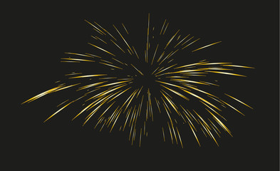 Gold Fireworks drawn by lines.