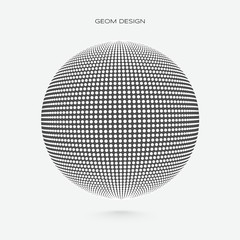 3d sphere made of white particle. Vector illustration.