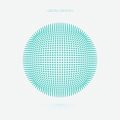 3d sphere made of smooth moving particles. Vector illustration.