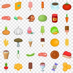 Grocery icons set. Cartoon style of 36 grocery vector icons for web for any design