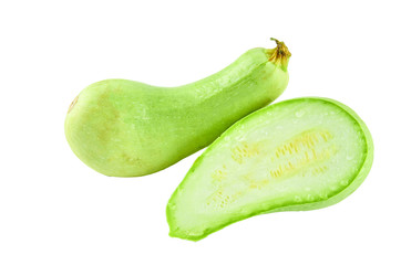 Fresh sliced zucchini isolated on white background. Background of organic food.