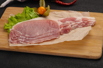 Raw pork bacon