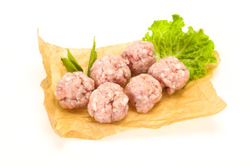 Homemade raw pork minced meatball for cooking