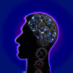 Brainiac.  Photoshop illustration of mind and neural network