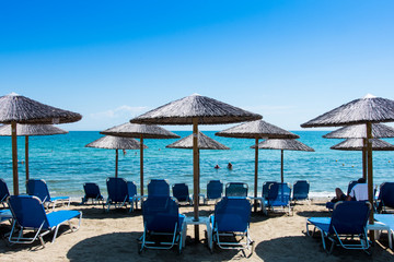 Sunbeds and umbrellas