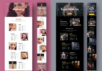 Desktop and Mobile Website Layout for a Gym and Salon