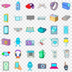Device icons set. Cartoon style of 36 device vector icons for web for any design