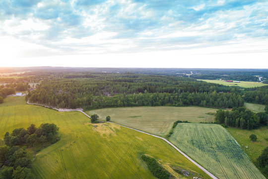 fields and houses in Balingsta commune near Uppsala