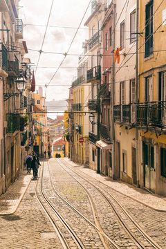 Old street in the historic part of Lisbon