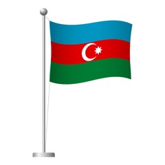 Azerbaijan flag on pole icon