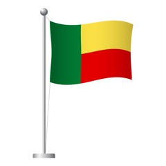 Benin flag on pole icon