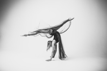 The sportsman performing difficult gymnastic exercise at gym. The sport, exercise, gymnast, health, training, athlete concept. Caucasian fit little boy