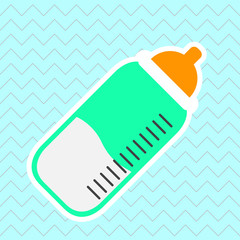Isolated cute baby bottle on a colored background - Vector