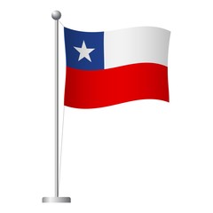Chile flag on pole icon