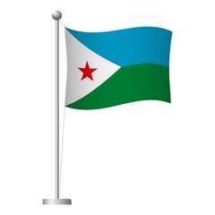 Djibouti flag on pole icon