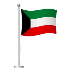 kuwait flag on pole icon