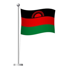 Malawi flag on pole icon