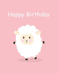 Naklejka premium cartoon sheep happy birthday
