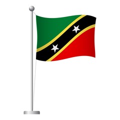 Saint Kitts and Nevis flag on pole icon