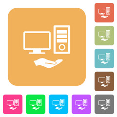 Shared computer rounded square flat icons